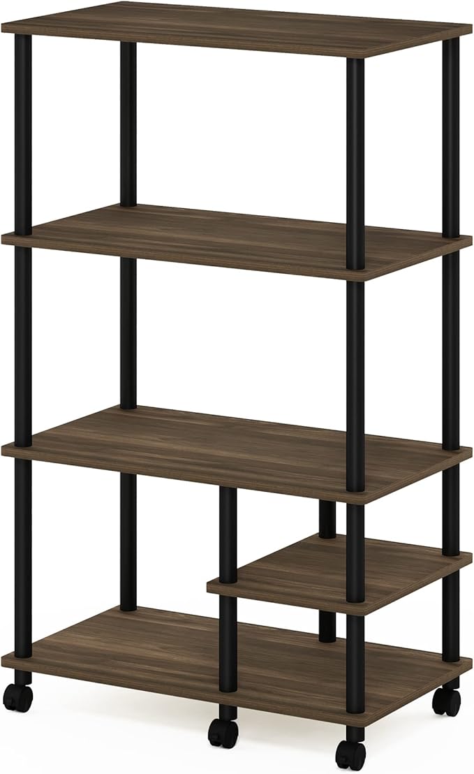 Furinno Turn-N-Tube Kitchen Shelf Cart, Columbia Walnut/Black