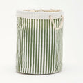 Large Storage Laundry Hamper Basket 62L with Handles for Dirty Clothes Toy Organizer Bins, Waterproof, Collapsible Laundry Hamper, Classic Stripes Pattern, Green Color,1-Pack, Bathroom, Dorm