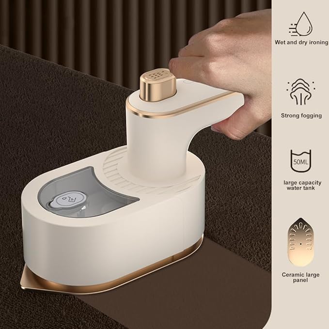 Travel Steamer Iron for Clothes Mini-Portable Ironing Machine Travel and Iron Fast 10s Heat-Up and 180° Rotating Handle,Horizontal and Vertical,Garment Steamer and Iron for Travel Office Home(White)