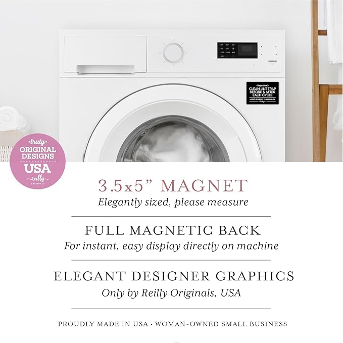 Reilly Originals 3.5x5 Inch Designer Magnet, Clean Lint Trap Before & After Use ~ Designer Graphics (Black)