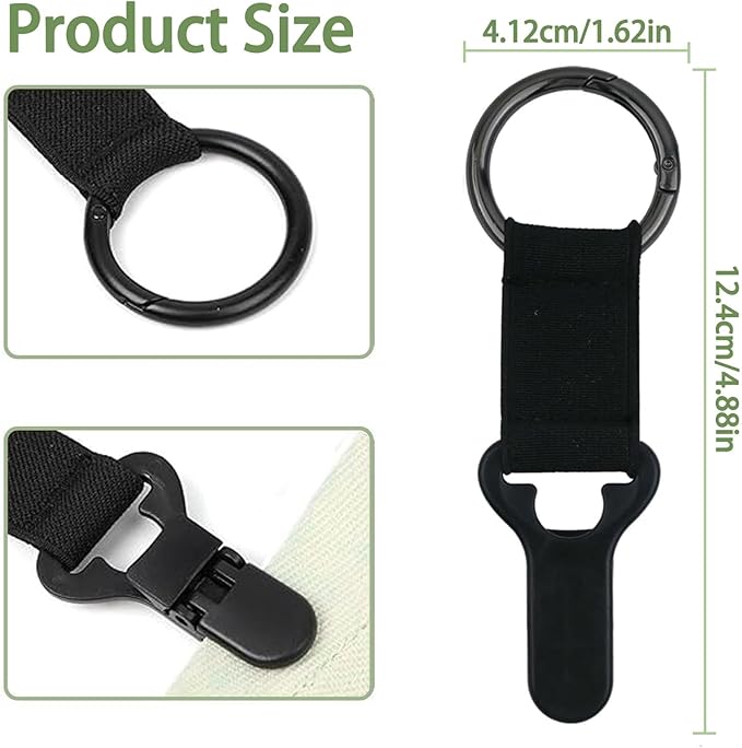 Hat Clip for Travel on Bag - Elastic Hat Holder Clip for Sun Hats, Baseball Caps, Backpack, Luggage & Suitcase, Essential Travel Accessories for Vacation Beaches(2 Pack, Black)