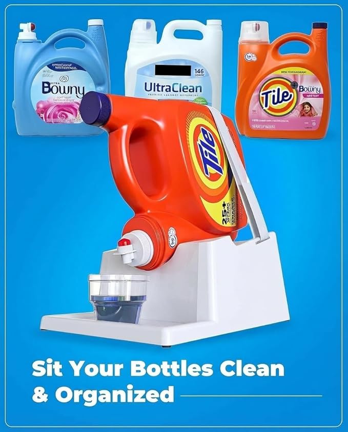 Skywin Efficient Liquid Detergent Holder and Organizer -1 Pack Soap Cup Storage Tray - Drip Tray - Laundry Detergent Dispenser Pedestal (White, 1)