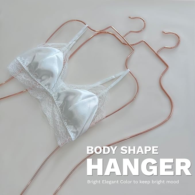 Body Shape Swimsuit Bikini Hanger Wire Display Hangers for Lingerie Bathing Suits Swimwear Clothes Coat (20, Rosy Gold)