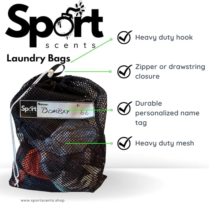 Heavy-Duty Mesh Laundry Bag – 18 x 24 inches with Personalized Name Tag for Dirty Clothes, Shoes, Wraps & Gym Gear – Travel Laundry Bag for Athletes – Zipper or Drawsting closure. (Drawstring Closure)
