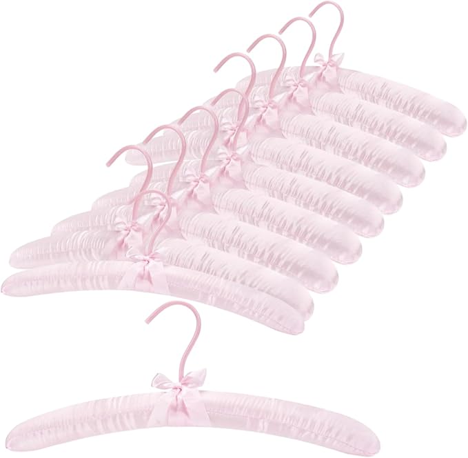 Thicker Padded Hangers for Women Clothing Sweaters,Anti-Slip Satin Hangers Padded Cute Hanger with Bow,Silky Fabric Hanger for Closet