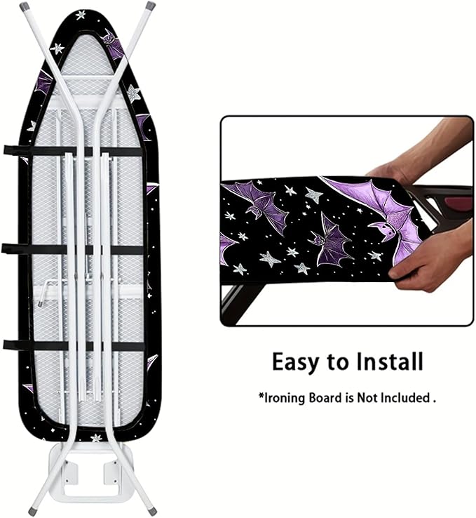 Nuxovilar Purple Bat & Star Ironing Board Cover,15 * 54inch,Fit Most Standard Boards,Ironing Accessory,Home Decor
