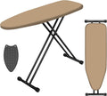 Ironing Board, Compact Ironing Board 13x43 Ironing Area with Extra Thick Heavy Duty Padded Cover, Stable Structure, Easy to Fold,Iron Mat, Brown