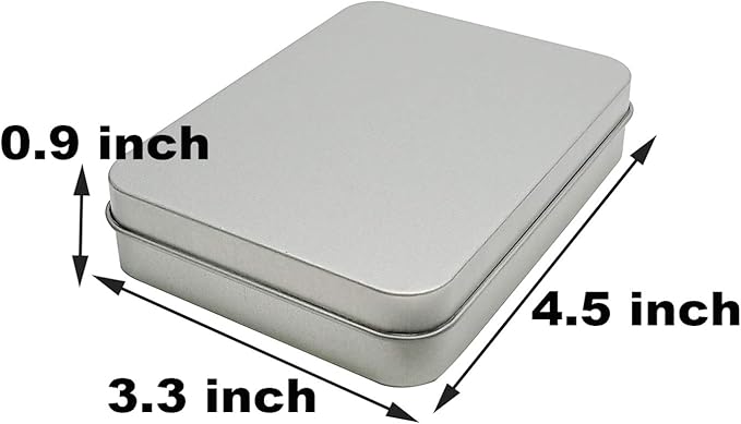 6 Pcs Metal Hinged Tin Box Container Mini Portable Small Storage Container Kit with Lid for Home Storage 4.5x3.3x0.9 Inch, Silver