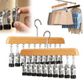 Closet Organizer with 10 Clips, Legging Organizer for Closet, Leggings, Jeans, Hats, Shorts, Socks, 360° Rotating Space Saving Hanging Clothes (Brown 10 Clips, 2Pcs)