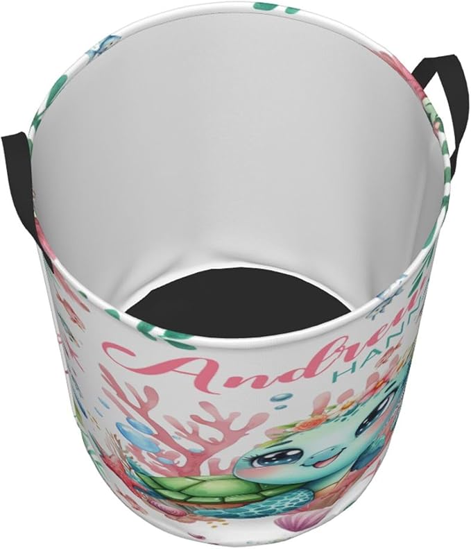 Personalized Ocean Turtle Laundry Basket For Baby Kids Boys Girls Adult Custom Hamper Basket With Name For Bathroom Bedrooms Collapsible Baby Laundry Basket, Dirty Clothes Hamper With Handles
