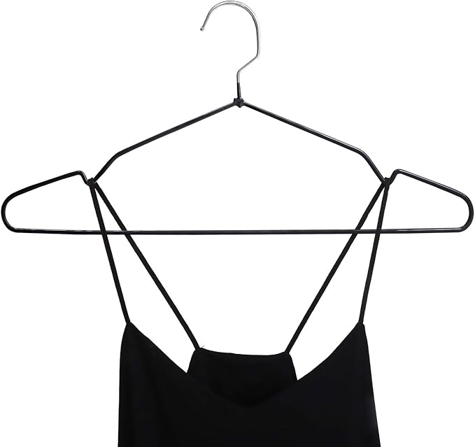 Non-Slip Hanger Metal Hangers Wire Shirt Hangers Chrome and Black Friction, 40 Pack Space Saving Clothes Hanger with Rubber Coating 16.5 Inches
