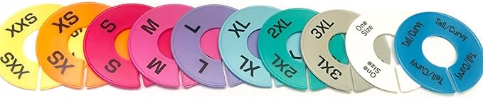 Clothes Size Dividers (50 Pack) XXS-3XL, One Size and Tall/Curvy Clothing Rack Round Closet Hangers, Perfect for Live Sale and LuLaRoe Supplies