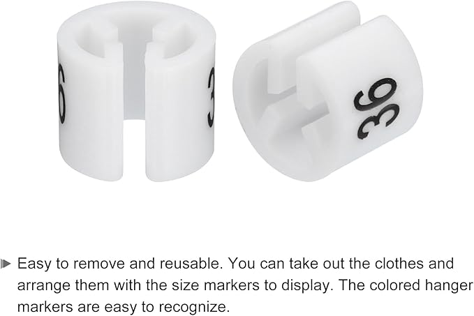 MECCANIXITY Clothes Hanger Marker Colored Hanger Sizer Garment Markers Tag (Number 36, White) for Garment Clothing Color Coding, Pack of 100 Pcs
