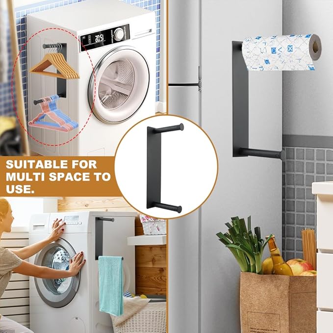 Magnetic Hanger Holder for Laundry Room, Extendable Hanger Stacker, Magnetic Hanger Holder for Washing Machine Closet Laundry Room(Color:Black)
