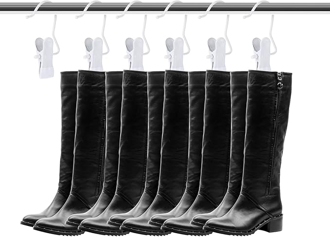 Hotop 48 Pieces Boot Hanger Clips for Closet, Laundry Hanging Hooks Heavy Duty Clips Boot Holder Portable Single Hooks Space Saving for Pants Jeans Clothes Hats Tall Towels (White)
