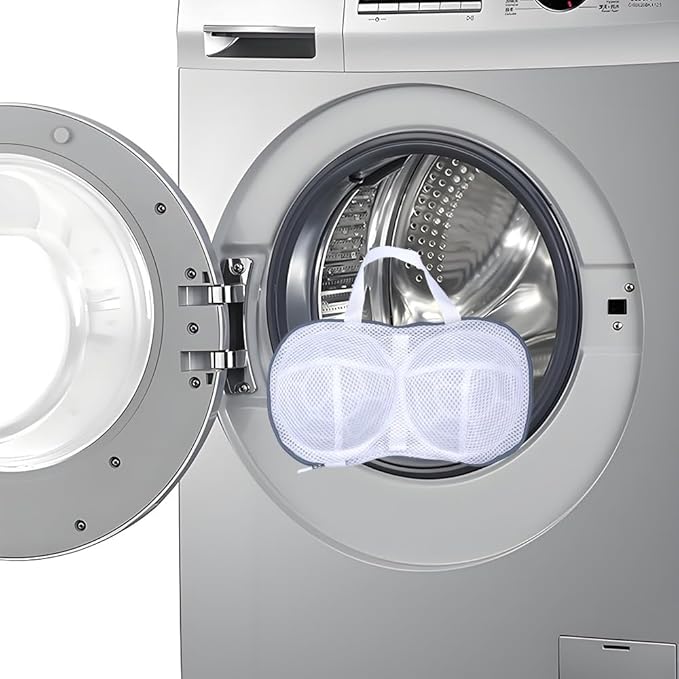 2PCS Bra Washing Bags for Laundry with Upgraded Large 3D Bracket Mesh, Lingerie Brassiere Wash Bags for Washing Machine, Underwear Storage Bag, Bra Organizer (Grey, A to C cup)