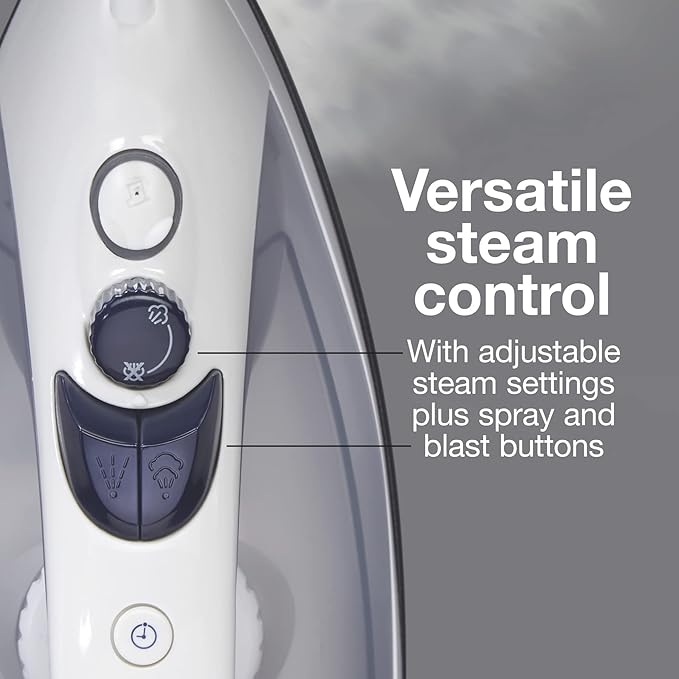 Proctor Silex Iron & Vertical Steamer for Clothes with Nonstick Soleplate, 1200 Watts, Adjustable Spray and Blast Steam Settings, Auto Shutoff, White (17150Y)