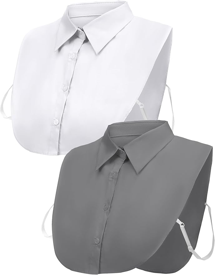 Tatuo 2 Pieces Fake Collar Detachable Collar for Women Shirts Dickey Half False Blouse Dickey
