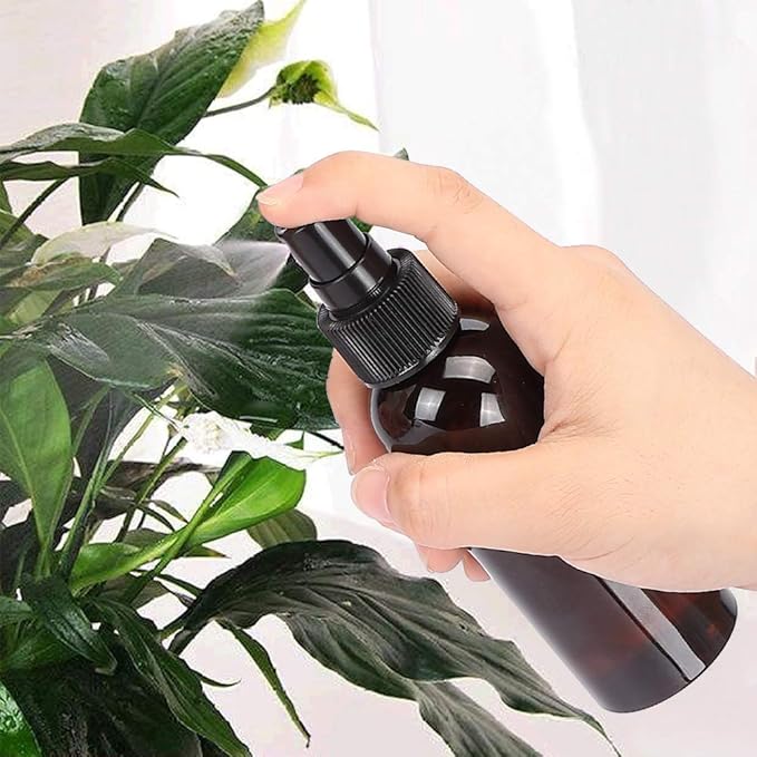 Fine Mist Spray Bottle 3.4oz/100ml Clear Travel Bottles Leak Proof for Makeup Cosmetic Containers (BROWN)