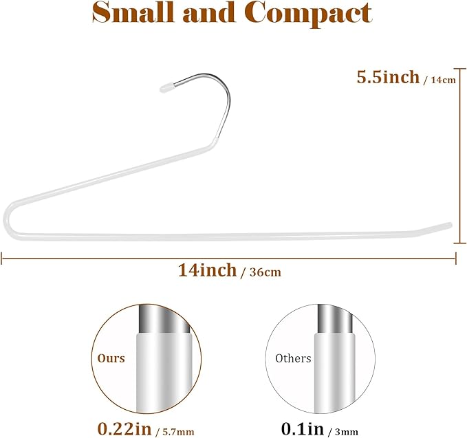 Pants Hangers,50-Pack Clothes Hangers, Non-Slip Open-Ended Pant Hanger,White Metal Hangers Design for Jeans,Slacks,Scarf (White)