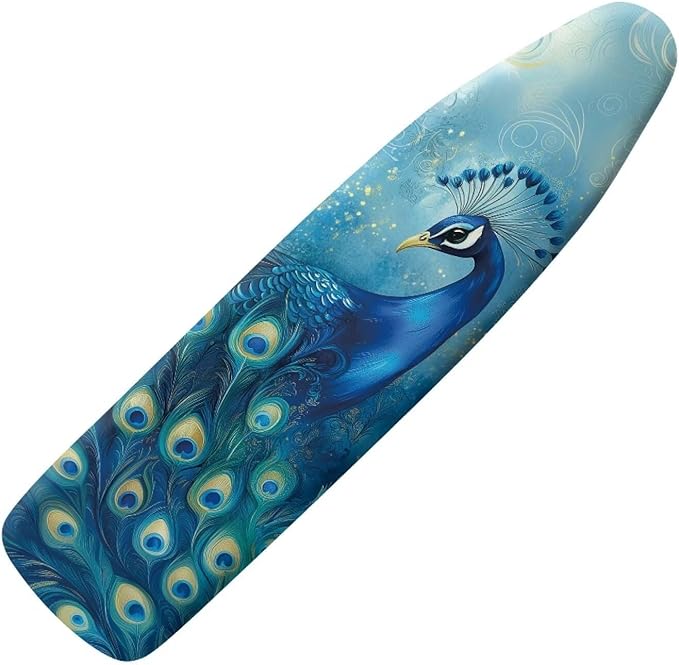 Peacock Ironing Board Cover and Pad 15x54 Inch Standard Iron Board Cover Heavy-Duty Fabric Non Stick Scorch Pressing Cloth for Ironing Boards