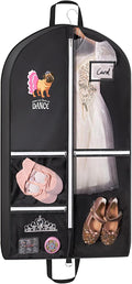 Univivi Dance Garment Bags for Dancers, 3" Gusseted Garment Bags for Dance Costumes with 5 Pockets, 40" Dance Garment Bag with Puppy Pattern for Dance Competitions and Travel (Black)