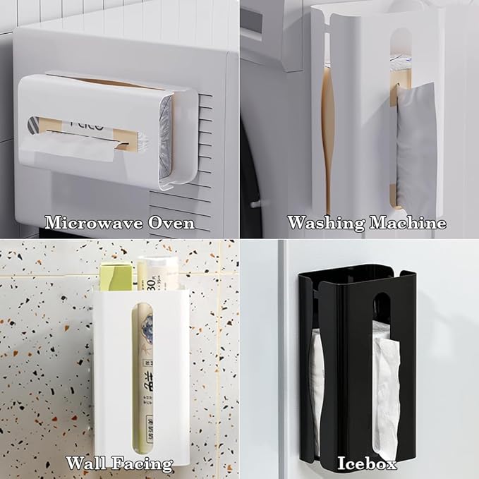 OLizee® Magnetic Dryer Sheet Holder Dryer Sheet Container Kitchen Tissue Box Dryer Sheet Dispenser Tissue Storage Holder for Metallic Surfaces Black