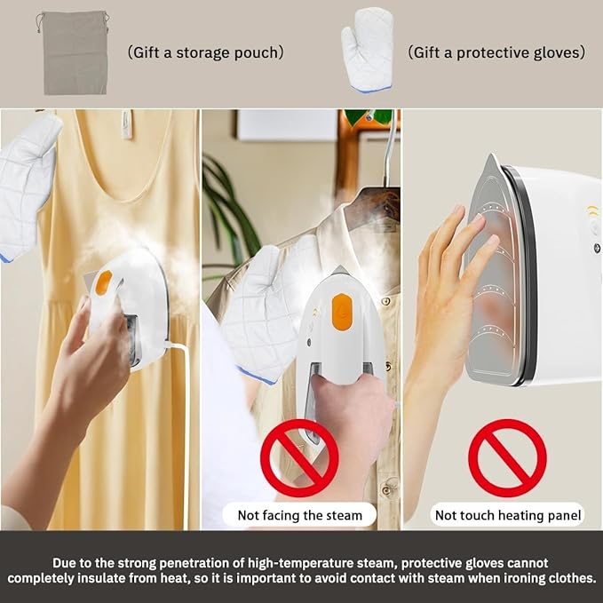 2-in-1 Steam Iron & Garment Steamer for Clothes, 0.78oz/min Powerful Steam, 35dB Quiet, 30s Heat Up, Ceramic Plate (280°F), 360° Rotation, 250ml Tank, Portable for Home Travel (New Model)