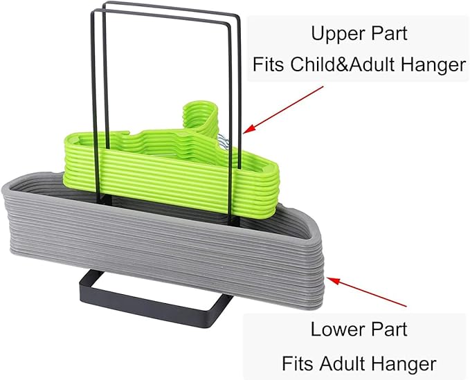 Hanger Organizer, Large Capacity Hanger Stacker Rack for Closet Laundry Room, Stainless Steel Detachable Hanger Storage Organizer Holder, Can accommodate 80 Wire Hangers