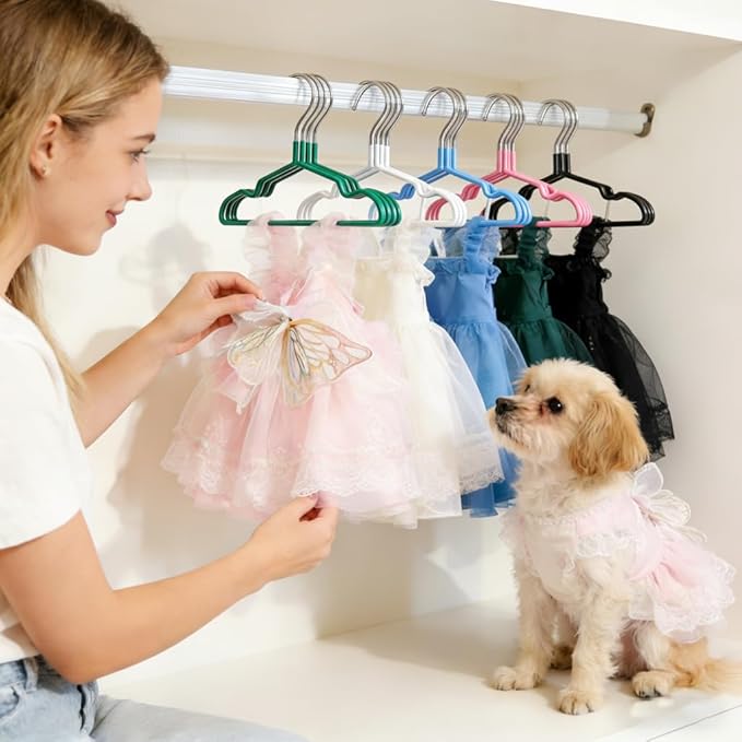 20PCS Small Dog Clothes Hangers, Non-Slip Slim Space-Saving Design for Puppies, Chihuahuas & Small Pets (Apricot)