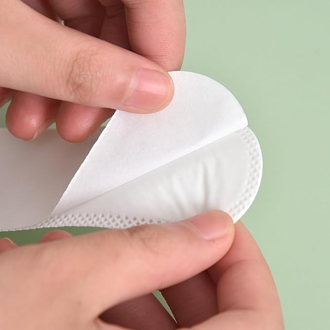 50 Pack Disposable Collar Protector Sweat Pads Sticker Self-Adhesive Grime Side Lining Stand Sticky Neck Liner for Hats Shirt Cuff Men Women Dress Shirts Hats Summer