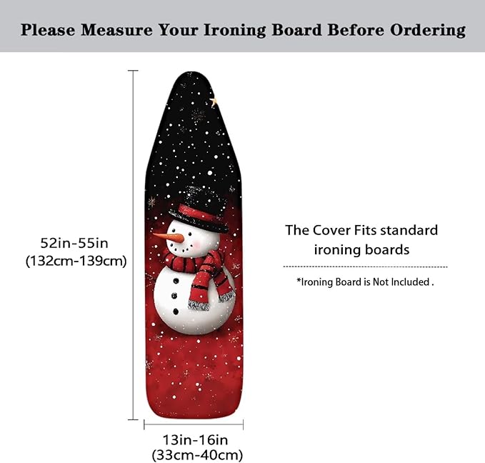 Iron Board Cover Christmas Snowman Design Soft Ironing Board Cover Christmas Decor Iron Pads for Ironing Standard Size 54x15 inches