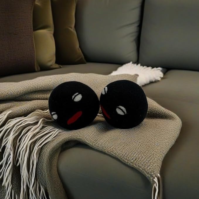 Wool Dryer Balls Pack of 6 XL,Reusable New Zealand Natural Fabric Softener,Saves Drying Time, Handmade Dryer Balls-Updated Version(Made of The Latest Shearing) 3 Inch Black (Pack of 6)