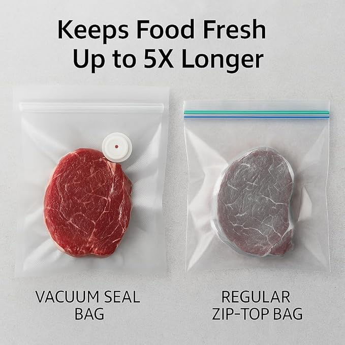 Compact Vacuum Sealer Bags,Reusable double zipper small vacuum storage bags.(8.3 * 8.7inch) 30pcs