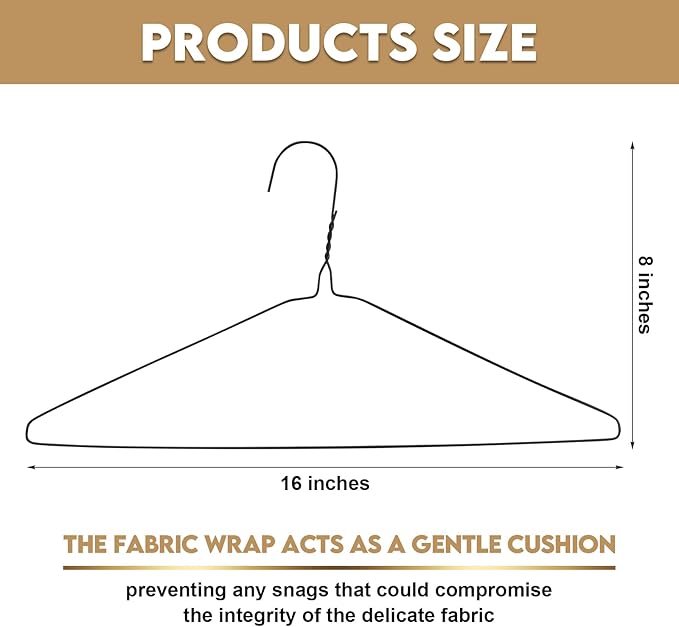 120 Pcs Wire Hangers Bulk 16" Dry Cleaner Hangers for Clothes Caped Clothing Pants (Black,Classic)