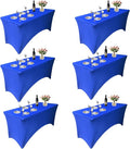 6 Pack - Elegant Blue Stretch Spandex Table Cover (72Lx30Wx30H Inches), Non-Iron Fitted Tablecloth for 6-Foot Rectangular Folding Tables -Ideal for Banquets, Weddings & Festivals