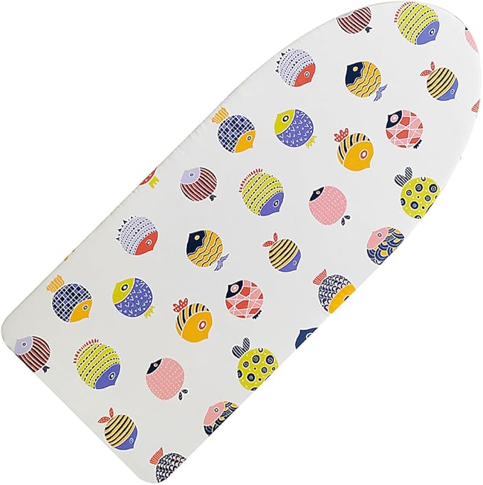 12.5" x 30" Small Tabletop Ironing Board Cover and Pad,3 Pairs of Hook and Loop Fastener Straps,Elastic Edges,Cotton Mini Iron Board Cover with Scorch Resistant Thick Padding