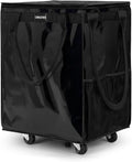 (Large,Black) Reusable Grocery Bag on Wheels, Foldable Rolling Tote Bag with 3 Handles and Zipper, Storage Organizer for Clothes & Groceries, Rolling Shopping Cart for Trips, 86lb