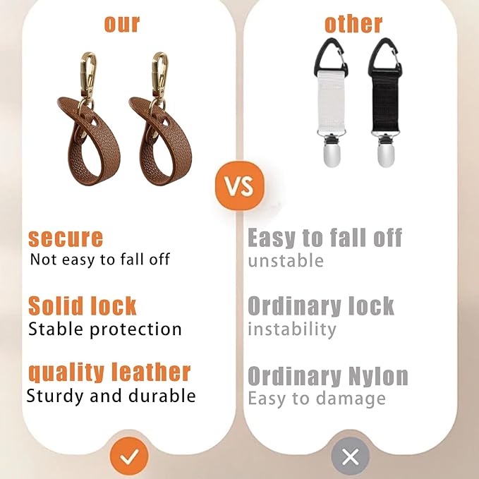 2 Pack Hat clip, Hat clip for travel, Woven travel bags for backpacking luggage, Protect hat from drops (Brown)