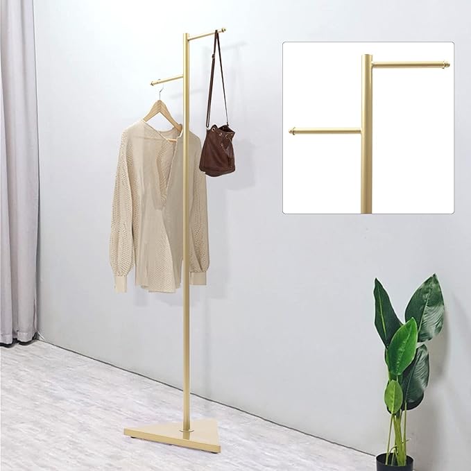67in-Retail Display Clothing Garment Rack with Base Hooks, standing Coat Rack Organize Shoes Hanging Clothes Coat Hat Bag for Boutique Clothing Stores, Entryway Bedroom