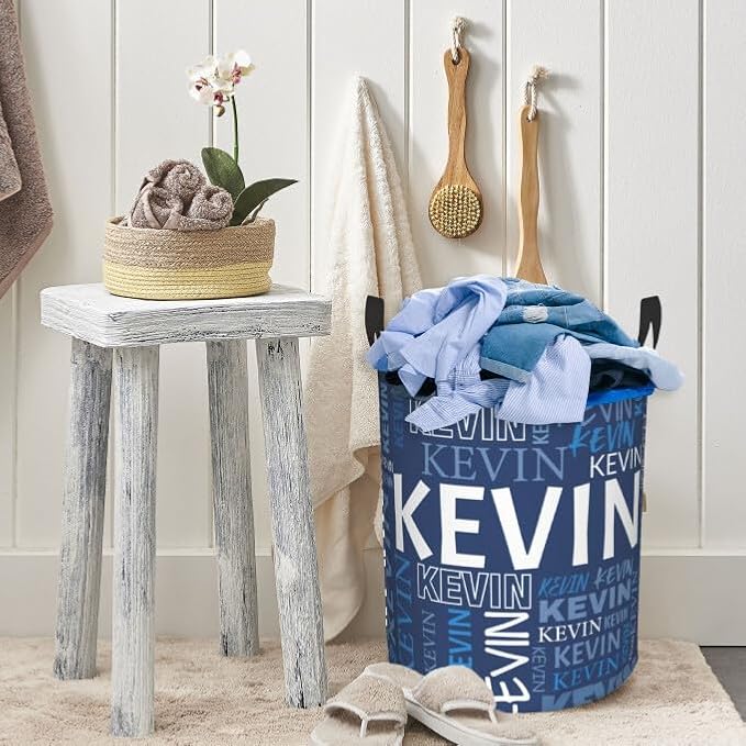 Custom Name Laundry Hamper, Personalized Dirty Clothes Hamper with Name for Bathroom Bedrooms Clothes Storage Organizer, Personalized Gifts for Boys Girls Men Women