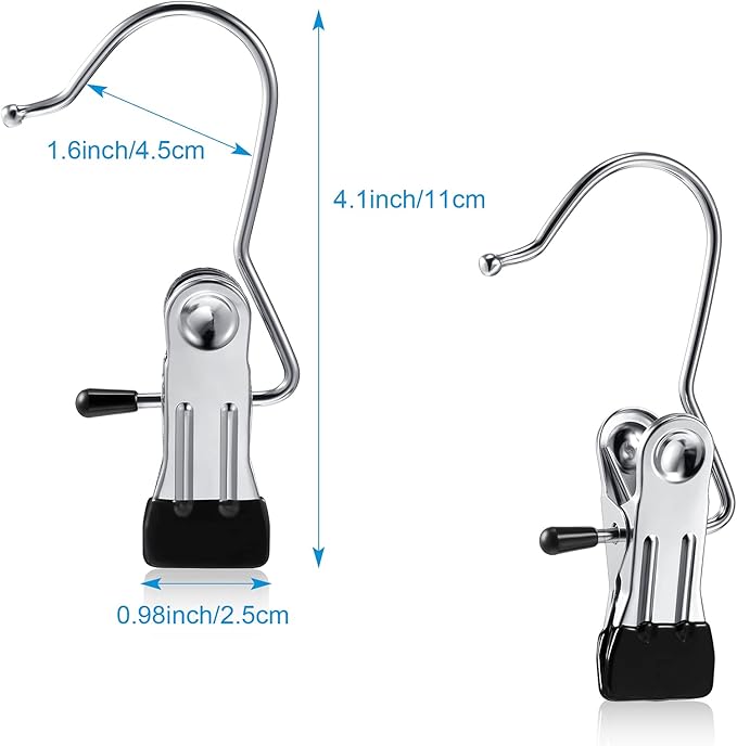 Hotop 48 Pieces Boot Hanger Clips for Closet, Laundry Hanging Hooks Heavy Duty Clips Boot Holder Portable Single Hooks Space Saving for Pants Jeans Clothes Hats Tall Towels (Silver)