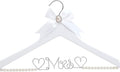 White Solid Wood Bridal Dress Hanger with Lady Wire Lettering for Bridal Wedding Party Gift (Pearl Silver Thread and White Hanger)