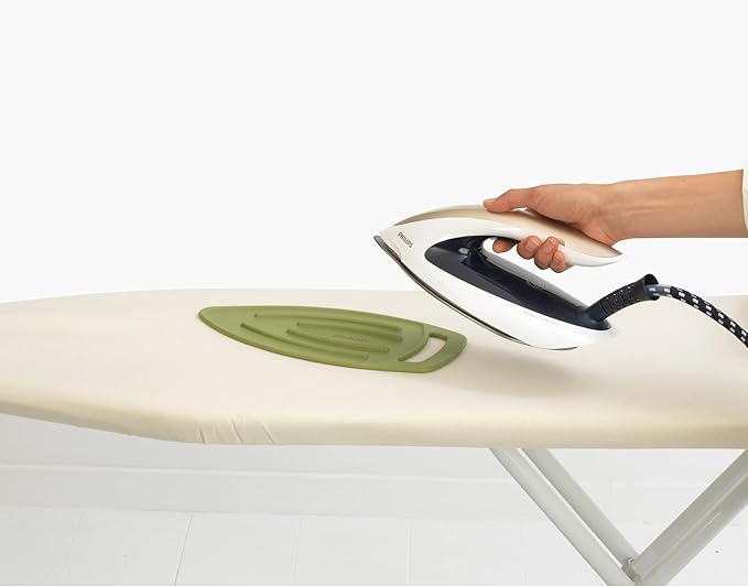 Brabantia Silicone Heat-Resistant Steam Iron Parking Pad (Calm Green) Protective Rest Holder for Hot Iron, Ironing Board Saver, Anti Burn Accessory