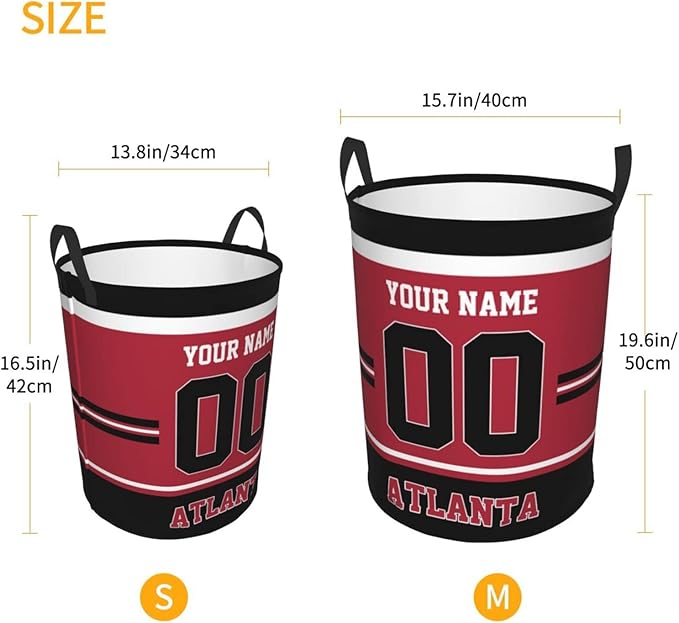Custom Atlanta Laundry Hamper Personalized Laundry Basket Customized Name And Number Collapsible Storage Basket for Bedroom Bathroom Living Room Gifts