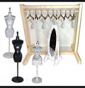 Eledoll DIY Dollhouse Furniture Clothes Hanger Rack Wooden Stand Wardrobe 1:6 Furniture with Hangers & Dressing Mirror for 11.5” 12” Fashion Doll Dress Form…