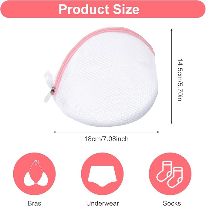 3 PCS Bra Washing Bag for Laundry, Mesh Wash Bag for Bras with Zipper Large Bra Laundry Bags for Washing Machine Women Lingerie Bags Wash for Washing Delicates(A to D Cups)