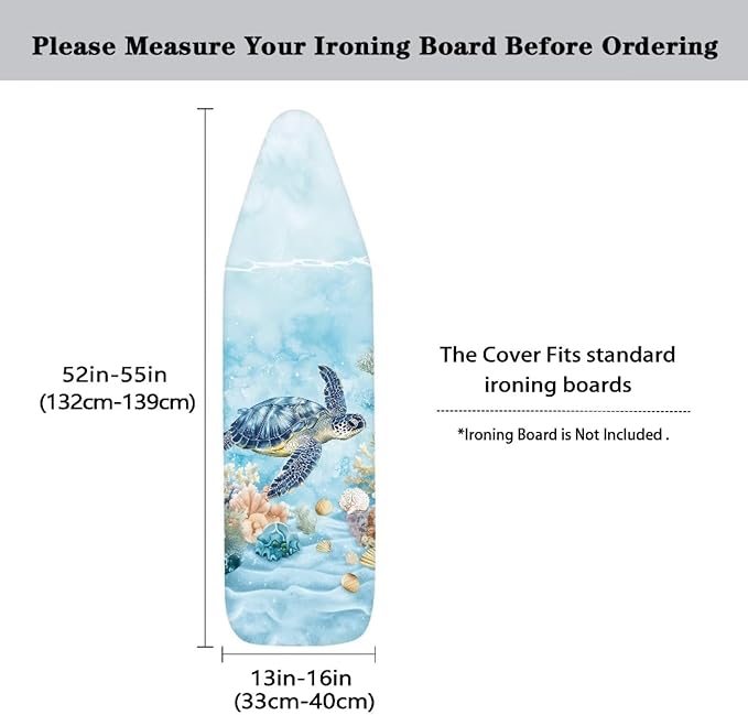 Turtle Iron Board Cover Heavy Duty Padding Ironing Board Covers with Elastic Edge Fastener Hook and Loop Design Universal Size 15向4 inches