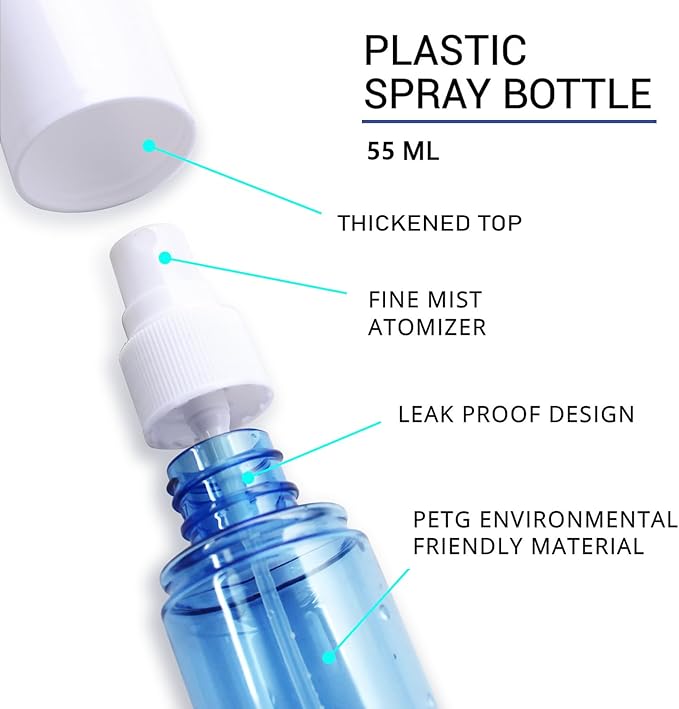 YOCASII 3PCS Mini Spray Bottle, 2oz Travel Spray Bottles Tsa Approved, Clear Mister Atomizer Travel Size, Pocket Small Spray Bottle for Hair Spray, Toners & Face