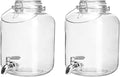 Glass Drink Dispenser for Parties, 1 Gallon Water Dispenser with Stainless Steel Spigot and handle,Glass Water Dispenser Countertop for Weddings, Lemonade & Laundry Detergent Dispenser (2Pack)